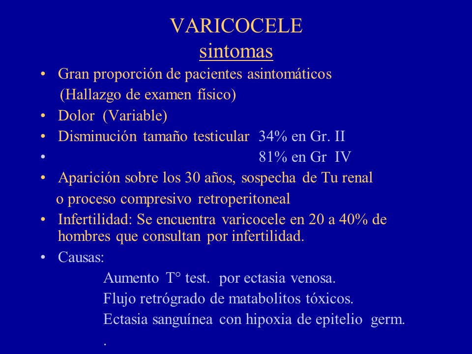 Varicocele sintomas y signos